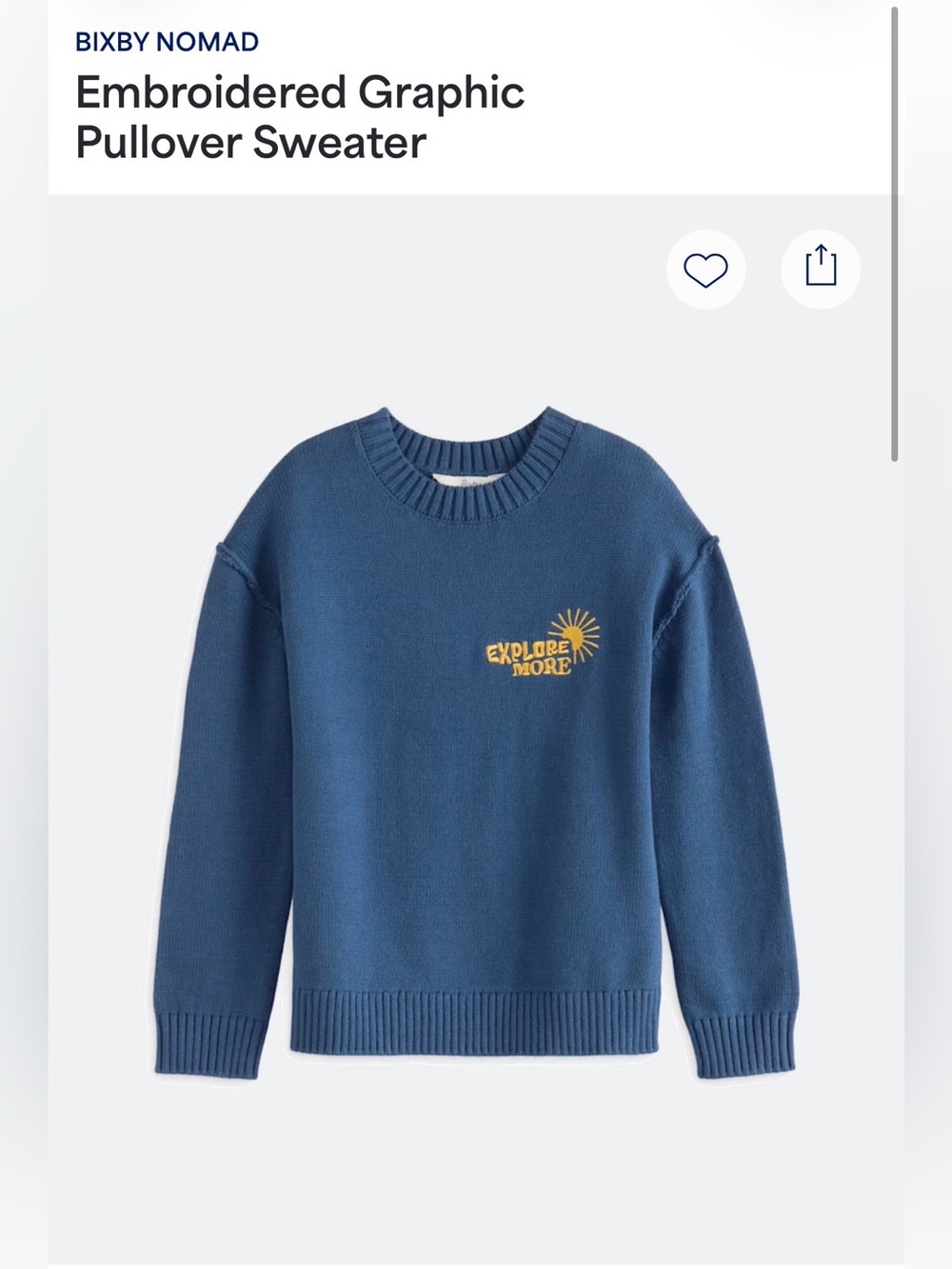 Stitch Fix Kids- Bixby Nomad Blue Embroidered Pullover Sweater